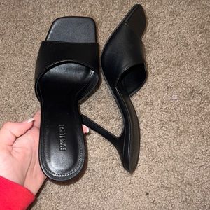 Square toed black heels